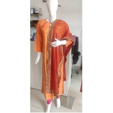 Polka Print Orange Women Stole Pichhoda